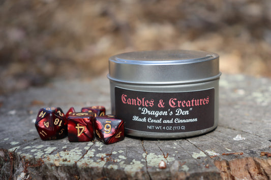 Dragon's Den - Black Coral and Cinnamon scented candle