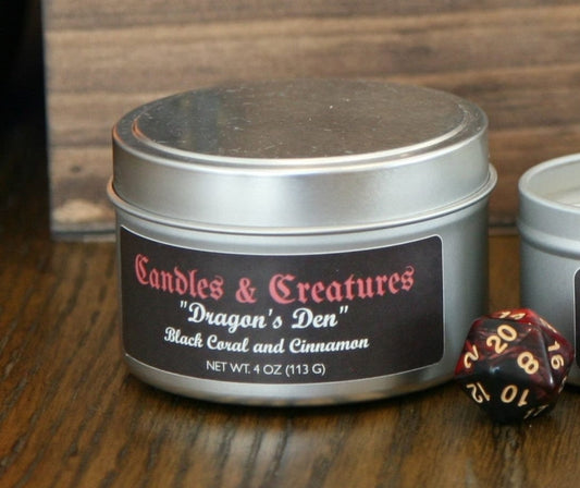 Dragon's Den - Black Coral and Cinnamon scented candle